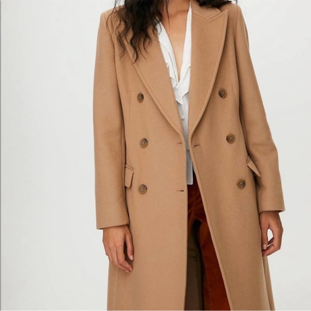 Wilfred Kerr Double-Breasted Wool Maxi Coat Size Medium Camel Winter Jacket